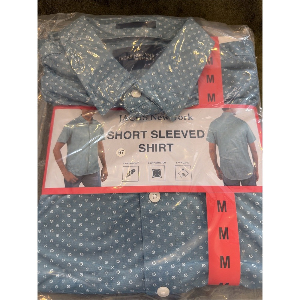 Jachs New York Men's Short Sleeved Shirt, Green, Size M